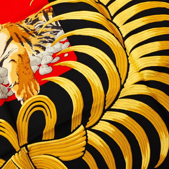 HERMES Authentic Red Silk Scarf - Picture 4 of 10